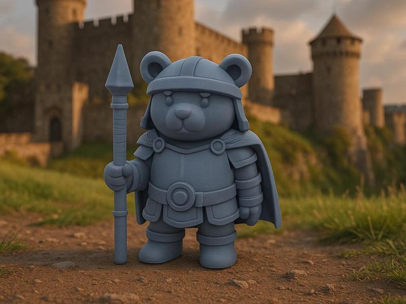 Bear Warrior of Legend in Armor with Spear