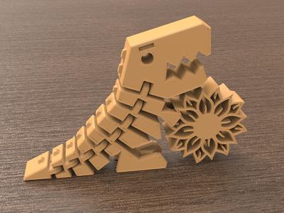 Flexi T-Rex Sunflower (Print in place)