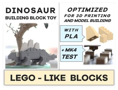 Lego - Like Dinosaur Building Blocks / Bricks, Kit 2. Geometry Print- and Build-Optimized and Tested.