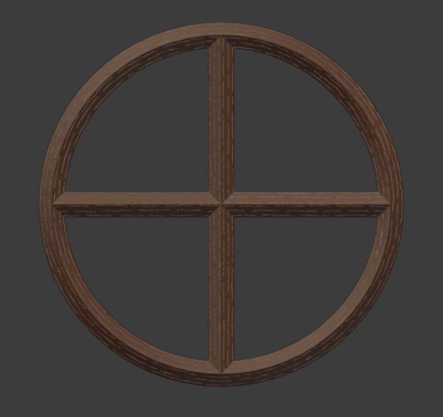 Wooden Window Frame Circle (28mm Scale)