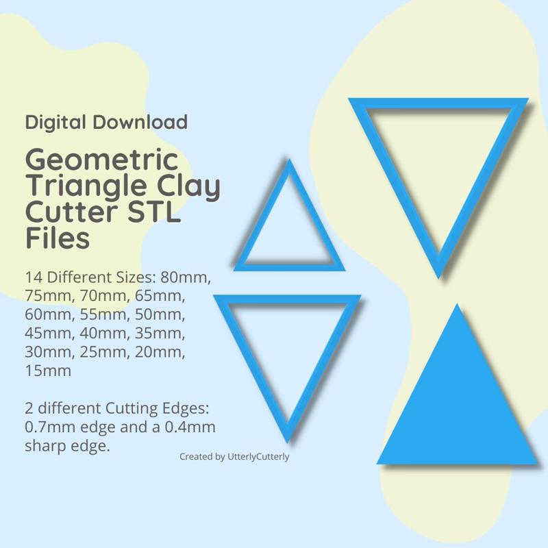 Triangle Clay Cutter - Geometric STL Digital File Download- 14 sizes and 2 Cutter Versions