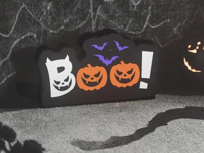 Halloween 'Boo!' Pumpkin Lightbox Sign