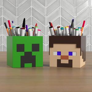 Minecraft Penholders Heads - Steve and Creeper
