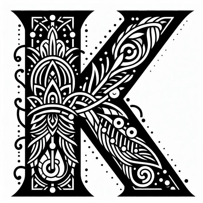 Frottage creation: letter K (version 4)