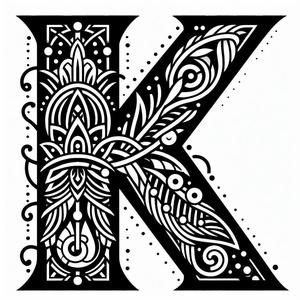 Frottage creation: letter K (version 4)