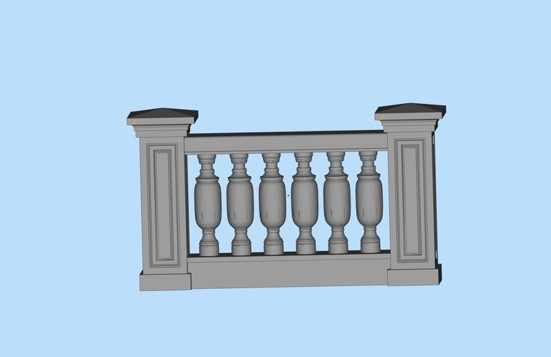 house guardrail stone pillar stone railing 05 fence shape scene digital model