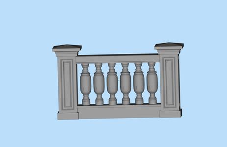 house guardrail stone pillar stone railing 05 fence shape scene digital model