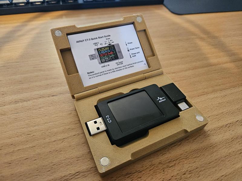 Storage Case for AVHzY CT-3 USB Power Meter Tester with room for manual and USB-C adapter