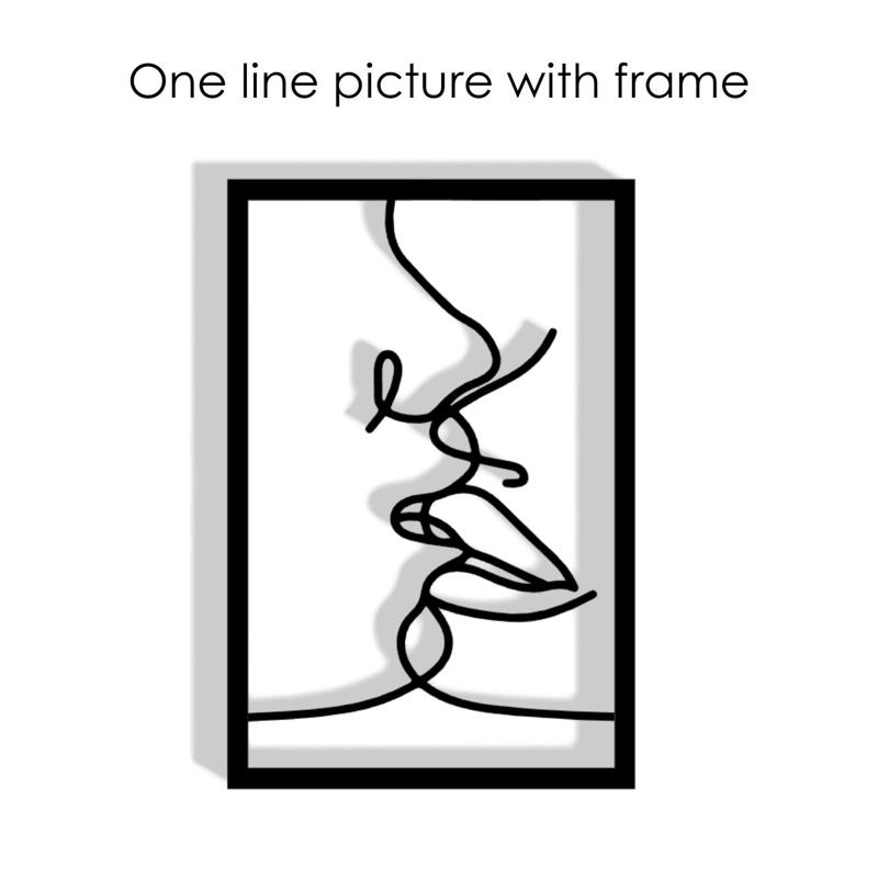 One Line picture "Kissing Faces" with frame