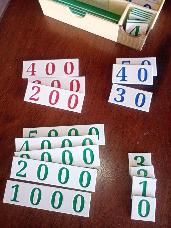 NUMEROS LARGOS MONTESSORI SISTEMA DECIMAL