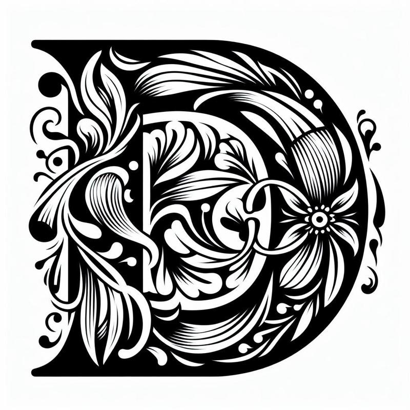 Frottage creation: letter D (version 2)