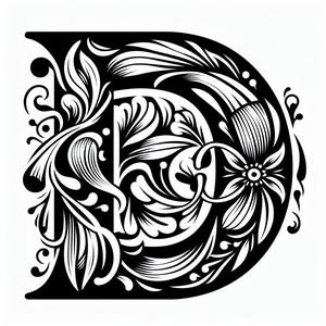 Frottage creation: letter D (version 2)