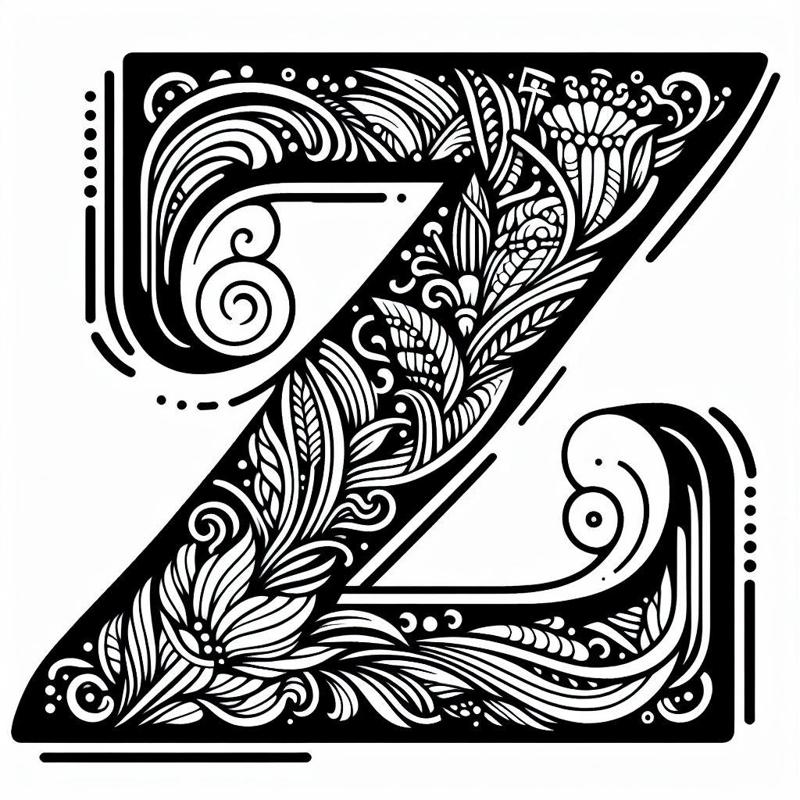 Frottage creation: letter Z (version 3)
