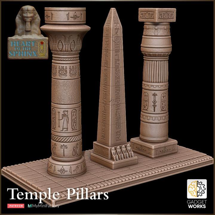 Egyptian pillars / columns and obelisk - Heart of the Sphinx