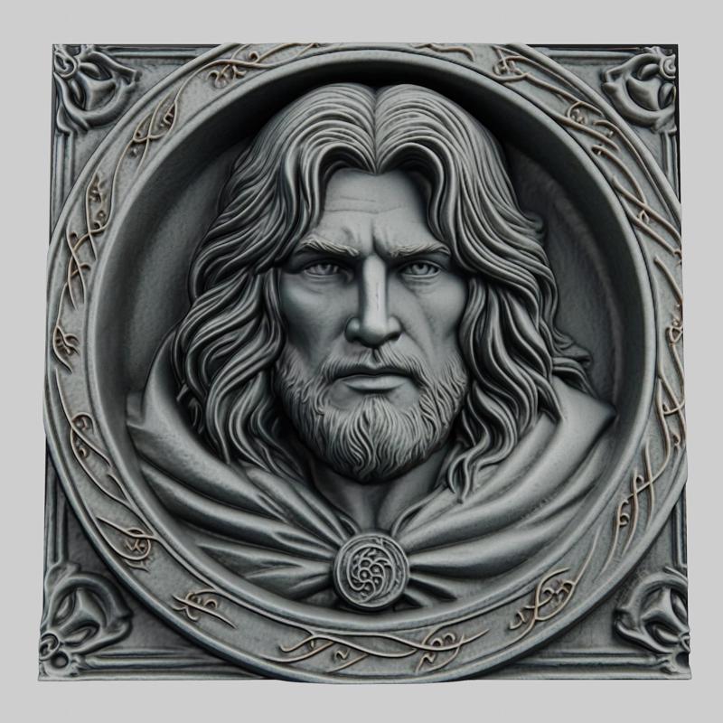 Lord of Rings Faramir 3d printer relief medallion stone tablet obj stl