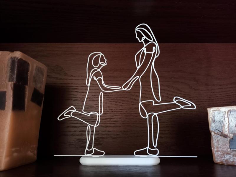 Mother and Daughter Holding Hands Art