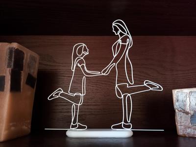 Mother and Daughter Holding Hands Art