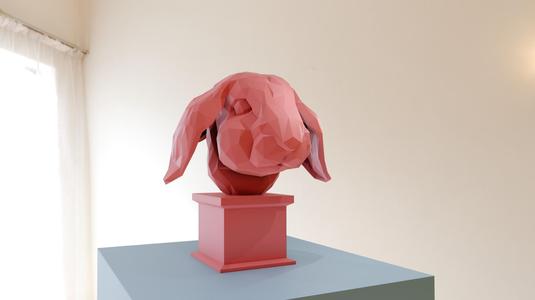 bunny rabbit ears down bust low poly stl