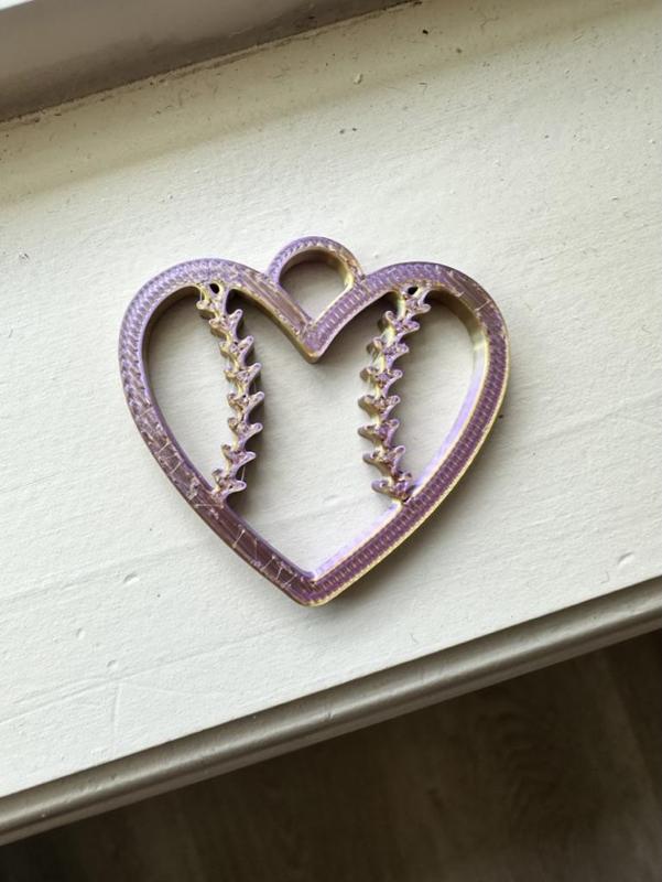 Softball heart keychain