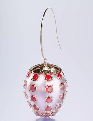 three strawberry-shaped earrings