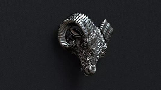 Aries ram head  with horns for pendant