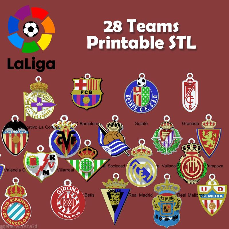 Spain League La Liga all teams Color keychain badges