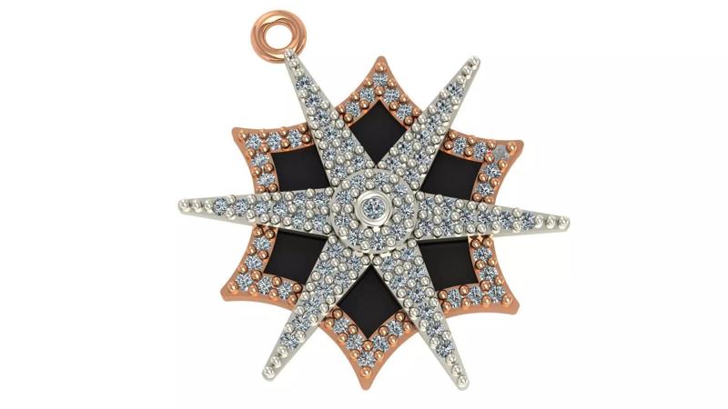 Star Black Enamel Paint Pendant Necklace