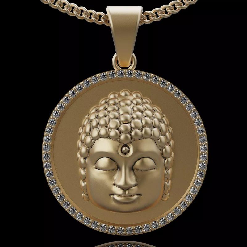 Buddha pendant leaves silver gold jewelry printable 3D model
