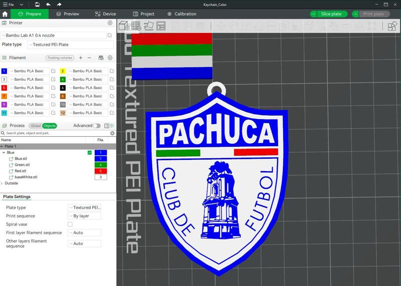 Liga MX Pachuca keychain badge color printable