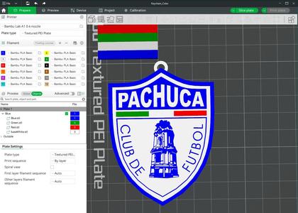 Liga MX Pachuca keychain badge color printable