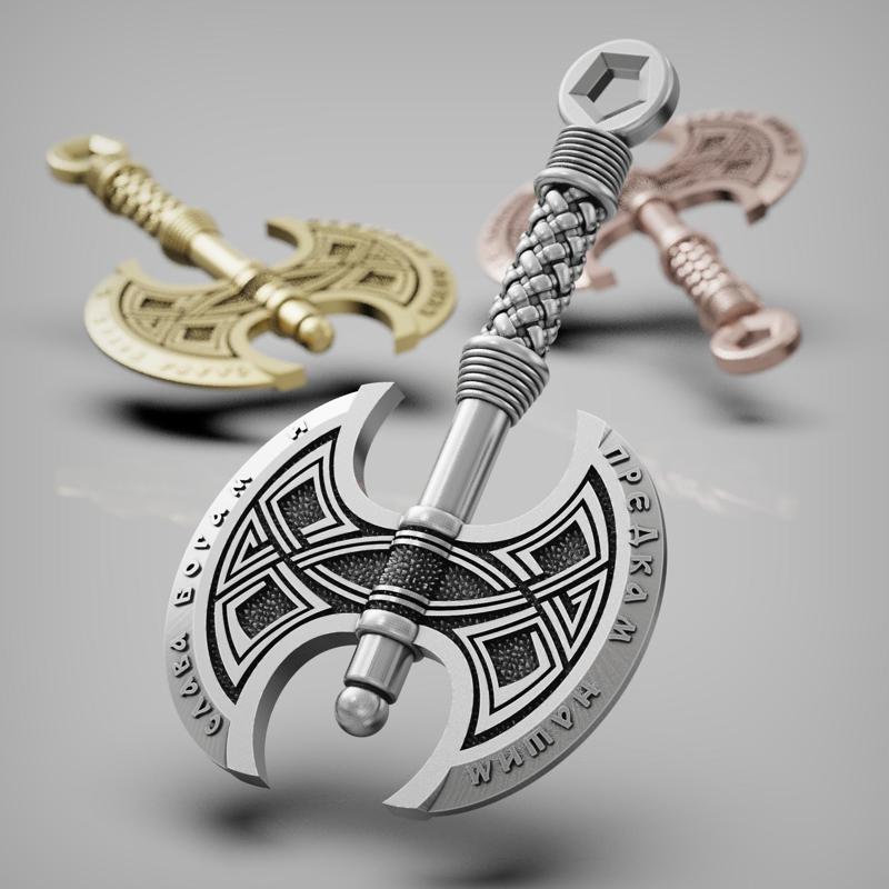 Axe pendant cyrillic slavic paganism