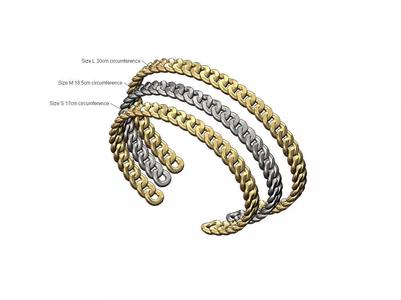 Solid 7mm wide Cuban chain link cuff bracelet