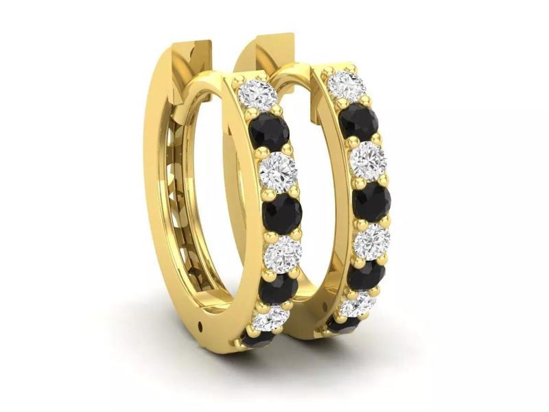 AV 595 Round Diamond Ladies Hoop Earrings