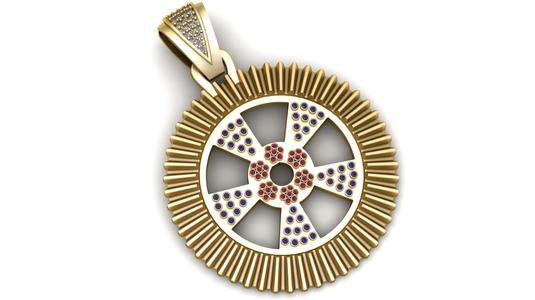 Tire Circle Pendant – 3D Printable Model | Gold Jewelry Design