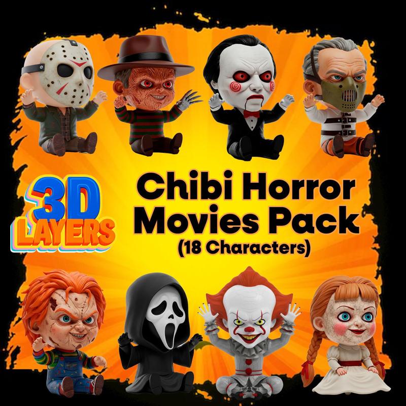 Chibi Horror Movie Icons Pack (18 Characters) - Halloween