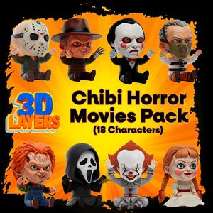 Chibi Horror Movie Icons Pack (18 Characters) - Halloween