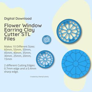 Flower Window Circle Clay Cutter - STL Digital File Download- 10 sizes and 2 Cutter Versions