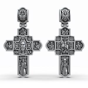 Vladimirskiy Orthodox Cross with Jesus and Saints High Jewelry