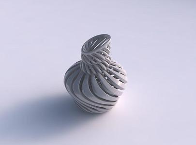 Vase curved twisted with sharp muscle structure and intertwin...