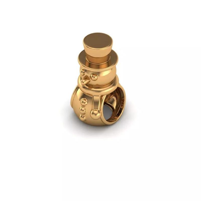 Jewelry gold ring with snowman