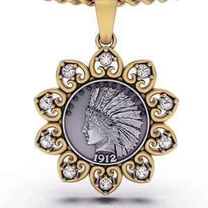 10 DOLLAR INDIAN AMERICAN COIN PENDANT GOLD JEWELRY