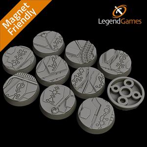 25mm Round Necro Tech Bases - Magnet Friendly version