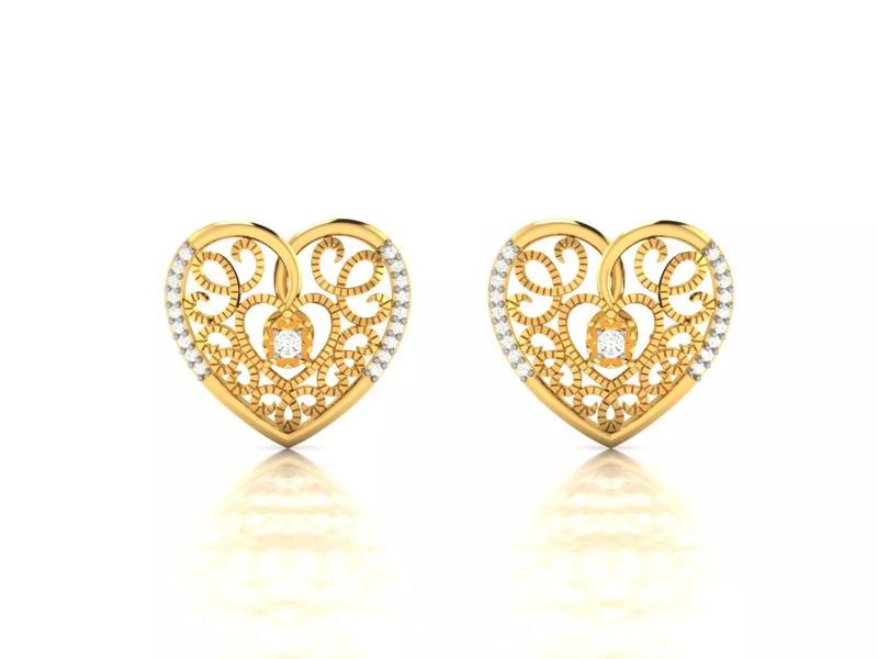 Women Heart Earring 3dm STL OBJ FBX Render Details