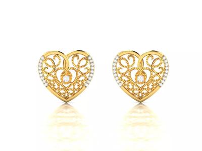Women Heart Earring 3dm STL OBJ FBX Render Details