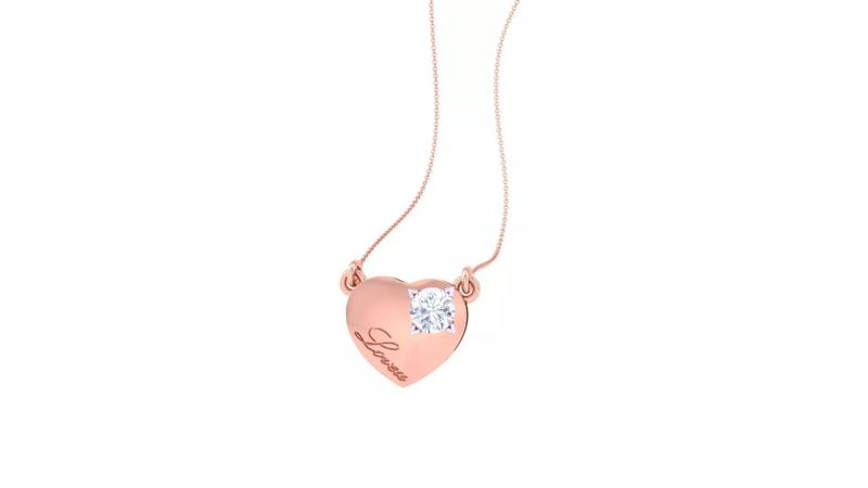 Heart Love Valentine Solitaire Diamond Necklace renders 3dm stl