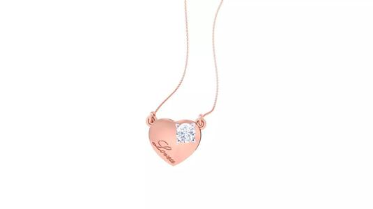 Heart Love Valentine Solitaire Diamond Necklace renders 3dm stl