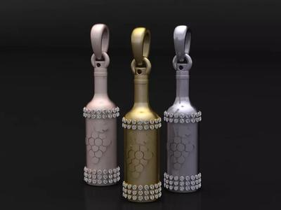 Diamond Wine Bottle Pendant