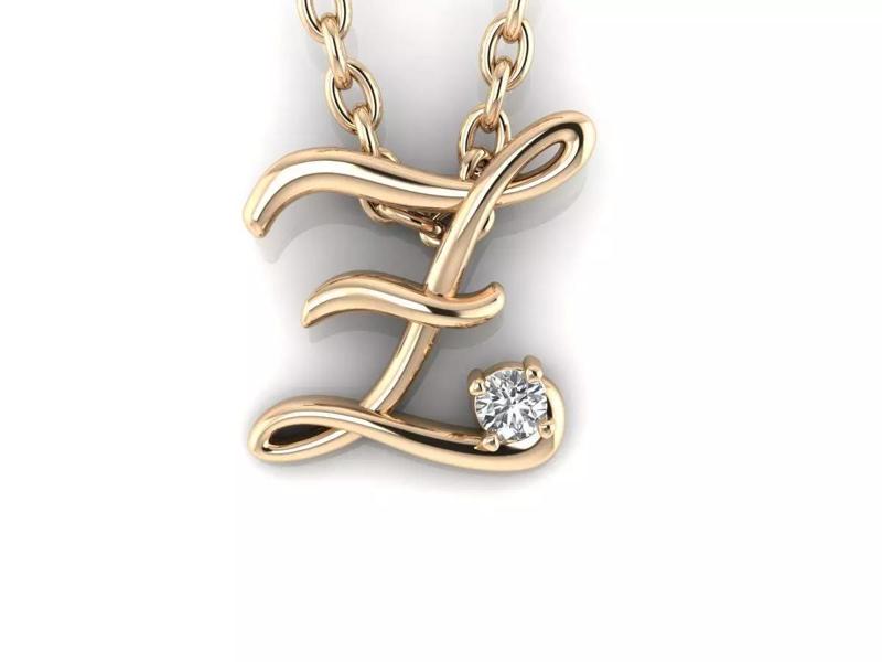 Pendant Z initial in rose gold with diamond