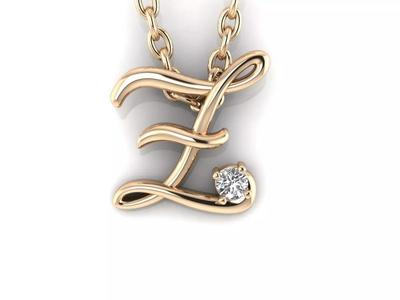 Pendant Z initial in rose gold with diamond