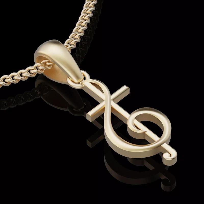 Music notation pendant silver gold printable jewelry 3D model